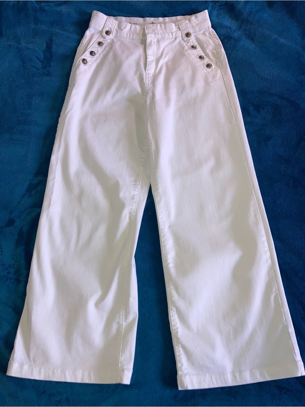 St. John's Bay White Wide-Leg Jeans with Button Pocket Accents